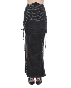 SKT191 - Chain maxi skirt with side slits