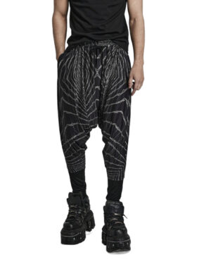 WK562 - Cyber knit false two-piece trousers-Black Grey