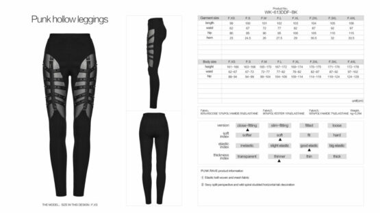 WK613 - Punk hollow  mesh leggings - Image 6