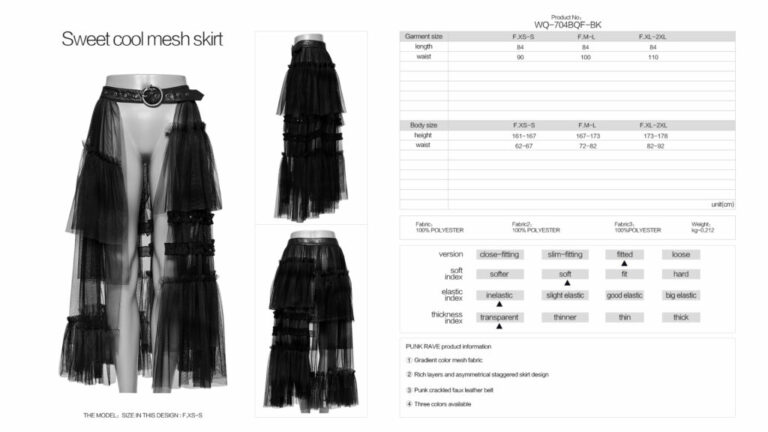 WQ704 - Gradient mesh layered skirt-Black - Image 6