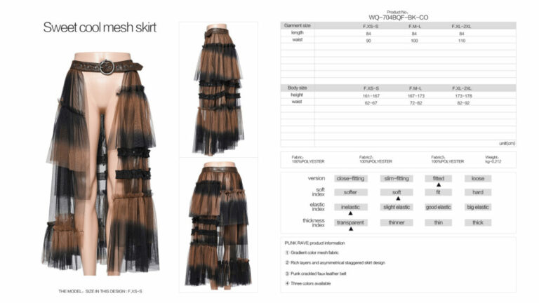 WQ704 - Gradient mesh layered skirt-Black - Image 11