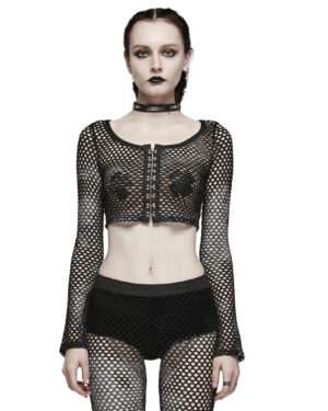 WT869 - Punk Tie dye mesh long sleeve t-shirt