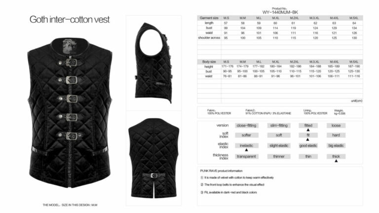 WY1440 - Goth inter-cotton vest-Black - Image 6