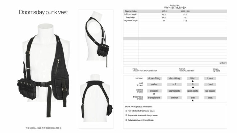 WY1517 - Doomsday Punk Vest - Image 4