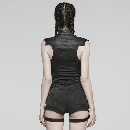 WY1582 - Hollow carved bat wing vest-Black - Image 2