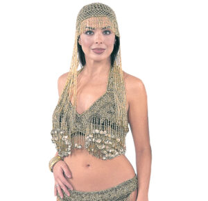 2141 - Glass Beaded Bra - Gold on black fabric