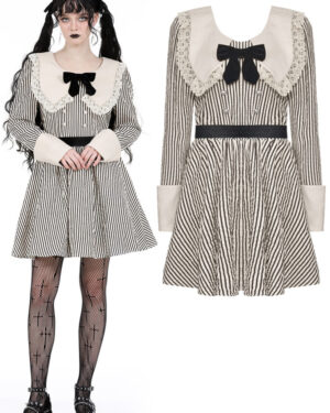 DW912 - Vintage stripe dress with lapels