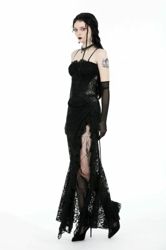 DW935 - Gothic lace see through sexy waist maxi dress - Image 6