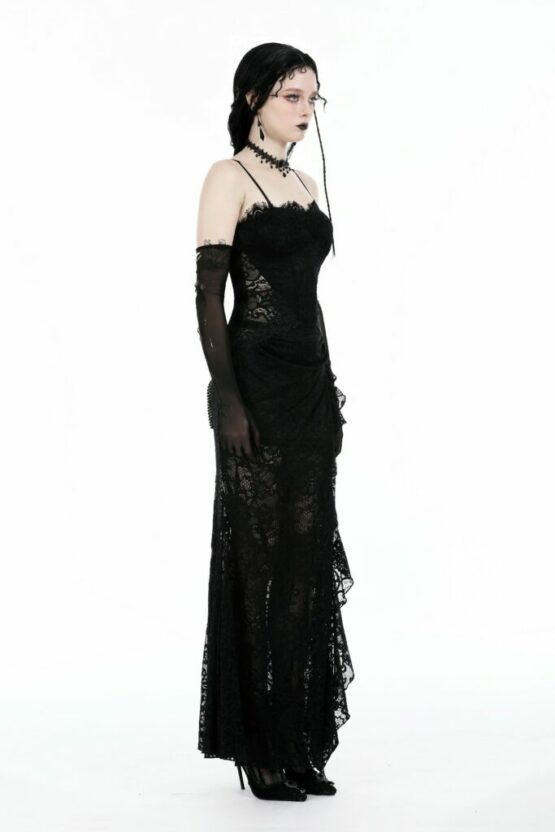 DW935 - Gothic lace see through sexy waist maxi dress - Image 5