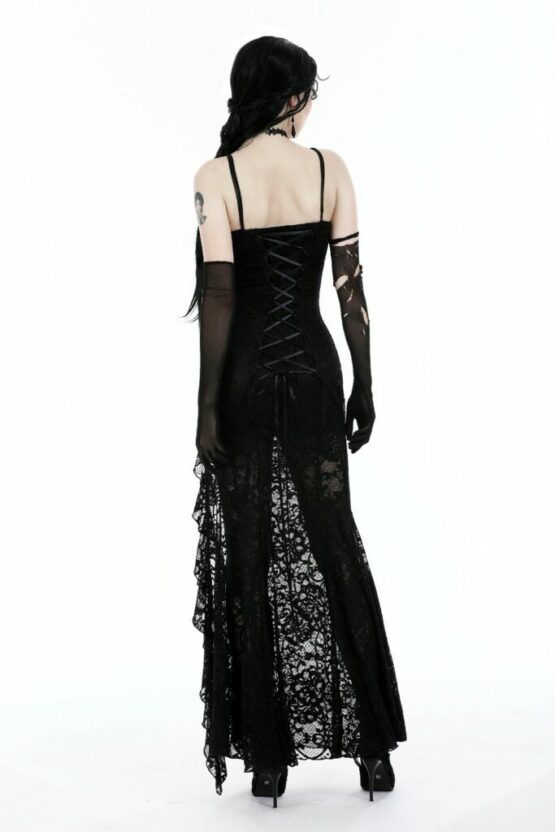 DW935 - Gothic lace see through sexy waist maxi dress - Image 2