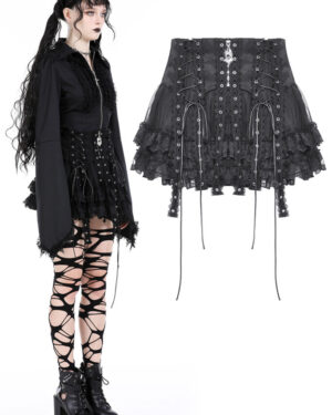 KW332 - Eyelet drop tulle mini skirt