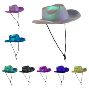 JC553 - Metallic Cowboy Hat with Tie-Up String