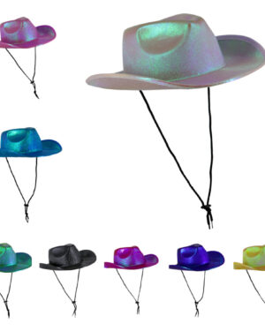 JC553 - Metallic Cowboy Hat with Tie-Up String