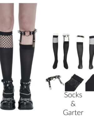 AS155 - Heart and Spike Garter with Stockings