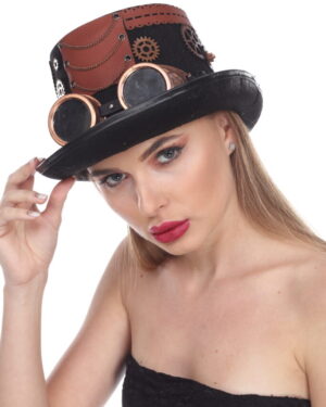 68749 - Steampunk Hat with Goggles - Copper