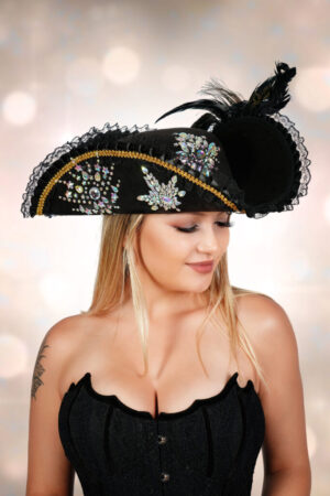69594 - Three Point Pirate Hat with Rhinestones