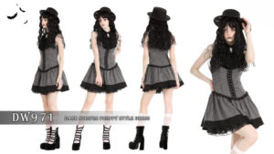 DW971 - Dark stripes preppy style dress