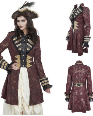 CT229 - Gold embossed Red pirate coat