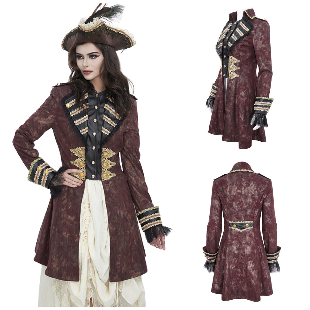 CT229 - Gold embossed Red pirate coat