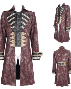 CT236 - Gold embossed Red male pirate coat