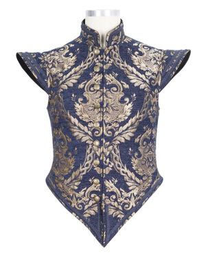 WT08202 - Brocade doublet vest -Blue and gold