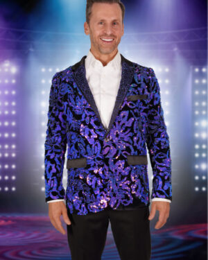 2627 - Purple leaf sequin blazer