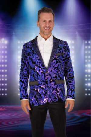 2627 - Purple leaf sequin blazer