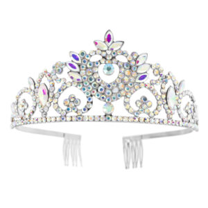 60777 - Rhinestone Tiara AB Silver, 10.25x2x5.5