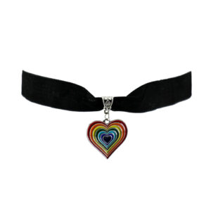 68576 - Rainbow Heart, Velvet Choker