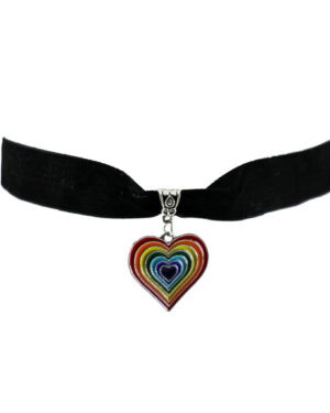 68576 - Rainbow Heart, Velvet Choker