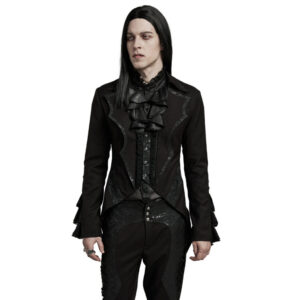 WY1599 - Goth bat lace swallow tail coat