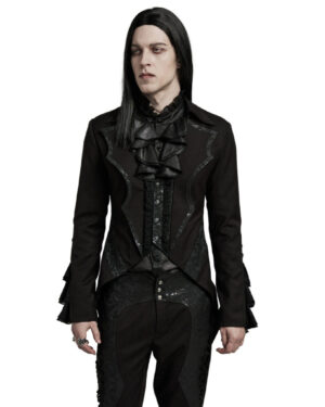 WY1599 - Goth bat lace swallow tail coat