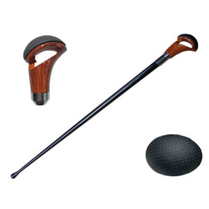 T28103BK - 37" wooden gear level walking cane