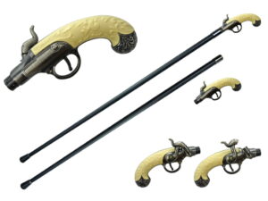 T28131 - 37" Zinc alloy antique pistol grip cane