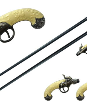 T28131 - 37" Zinc alloy antique pistol grip cane