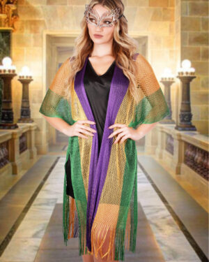 1779 - Mardi gras multi color poncho-OS