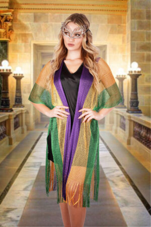 1779 - Mardi gras multi color poncho-OS