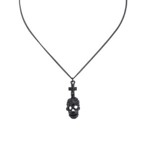 18444 - jt cross skull necklace..Size 0.5x1.3in..Length 16+3in