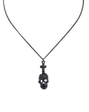 18444 - jt cross skull necklace..Size 0.5x1.3in..Length 16+3in