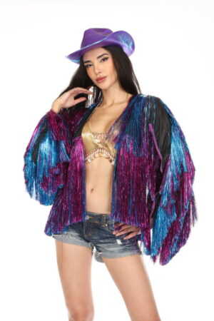 2541 - Tinsel fringe jacket-Purple/blue