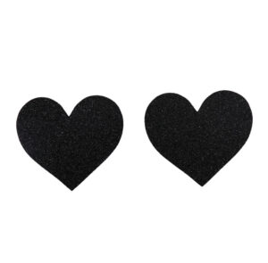 1268 - Heart glitter pasties, Black
