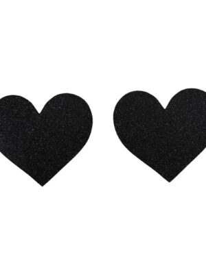 1268 - Heart glitter pasties, Black