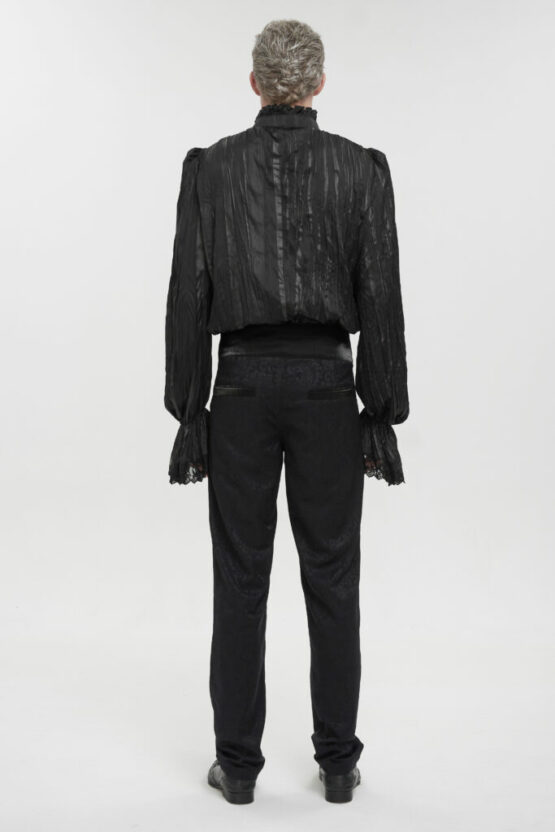 SHT092 - Gothic Ruffled Pinstripe Shirt with Lace Trimming - Image 2