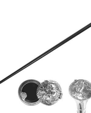T281205SL - 35.5" Zinc Handle Walking Cane - Silver, Lion