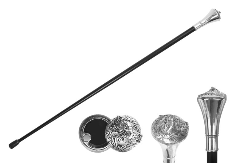 T281205SL - 35.5" Zinc Handle Walking Cane - Silver, Lion