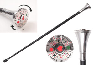 T281206SL - 35.5" Zinc Handle Walking Cane - Rotating Dice Head