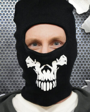 106450 - Glow in dark, Gothic skull printed burglar, robber, ski mask ..