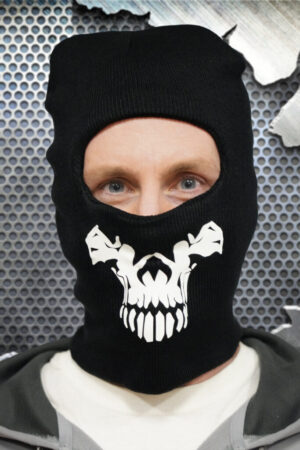 106450 - Glow in dark, Gothic skull printed burglar, robber, ski mask ..