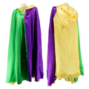 8492MDG - Reversible Cape / Cloak with hood, Satin, Mardi Gras  Mardi Gras