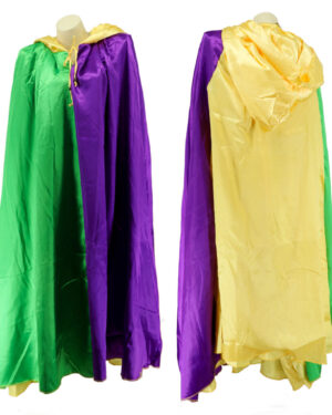 8492MDG - Reversible Cape / Cloak with hood, Satin, Mardi Gras  Mardi Gras